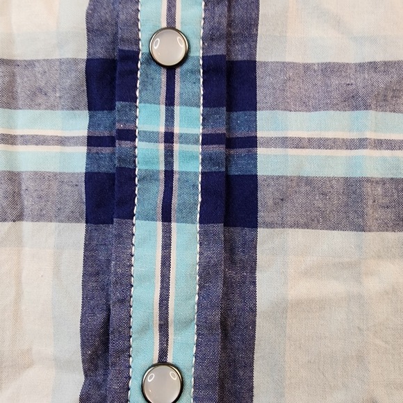 Urban Pipeline Pearl‎ Snap Western Shirt Mens XXL Blue White Plaid Long Sleeve - Picture 5 of 8